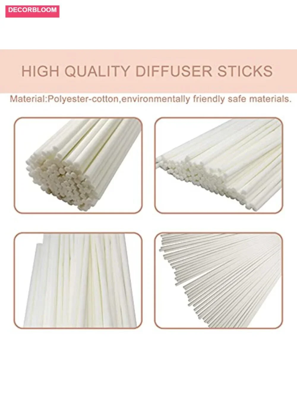 50 Natural Fiber Reed Diffuser Sticks for Essential Oil Aromatherapy Spa